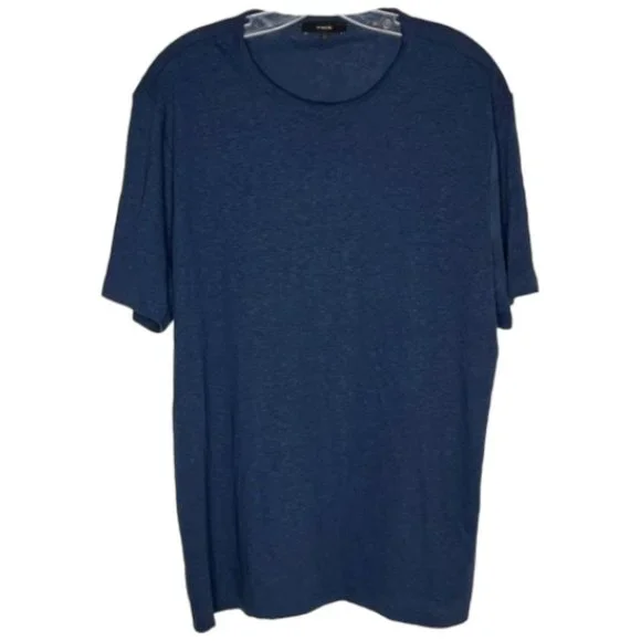 Vince Men's Slim Fit Linen & Cotton T-Shirt - Heathered Blue - L - Picture 2 of 10